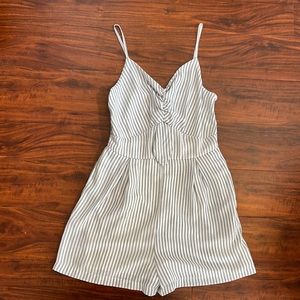 Japna Women’s Blue White Striped Sleeveless Romper